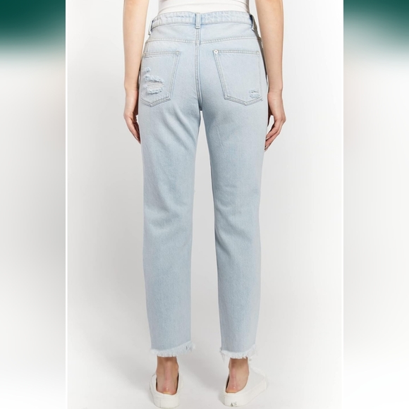 OAT New York High Rise Miami Light Wash Denim Jeans Boyfriend Raw Hem New NWT - Picture 3 of 10